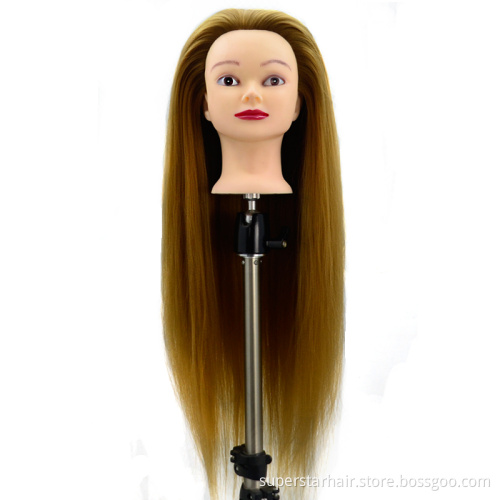 Light brown color practice head synthtic training head for braiding doll head